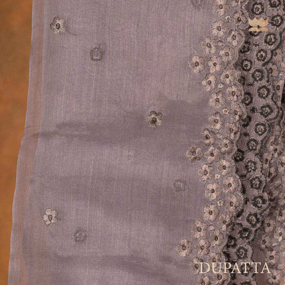Purple Muse Art Silk Suit With Organza Dupatta