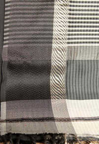 White Plain Maheshwari Saree with Black Stripe Pallu