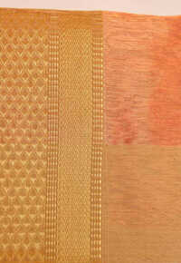 Metallic Peach Plain Maheshwari Saree with Golden Stripe Pallu