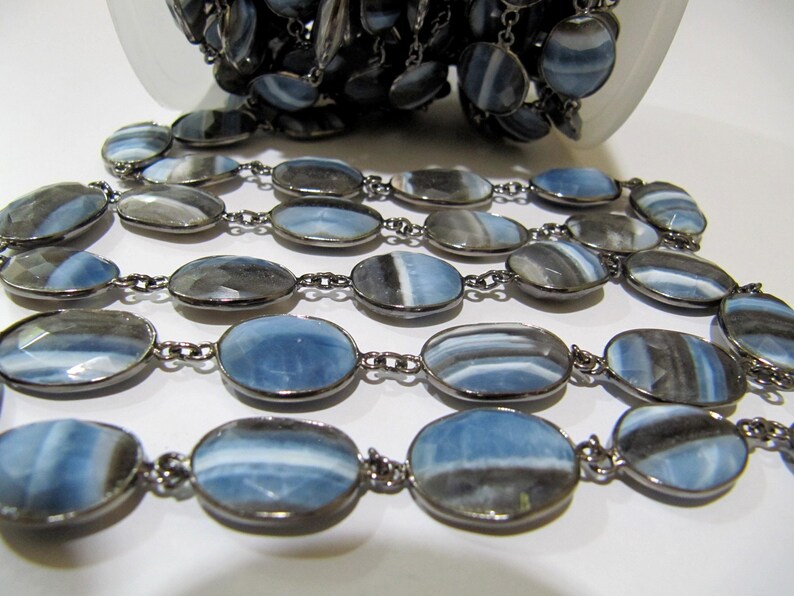 Natural Boulder Opal Uneven Free Shape Briolette Faceted Connector Chain Size 12-15mm Sold Per Foot