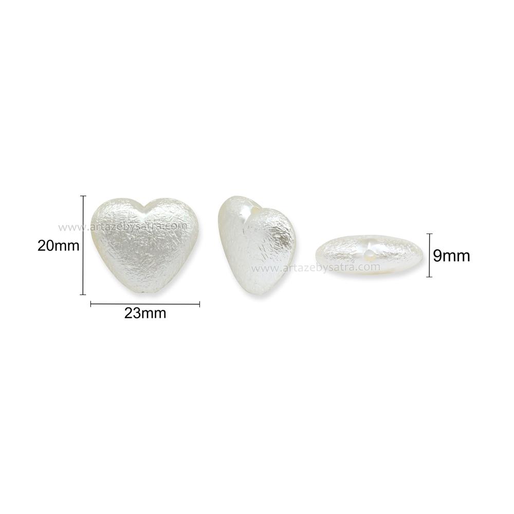 Crushed Heart Shape Pearl Finish Beads | Size : 20mm | PPB118
