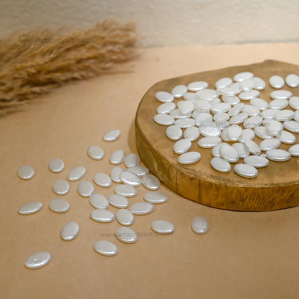 Crushed Oval Pearl Finish Flatback Beads | Size : 11mm | PPB120