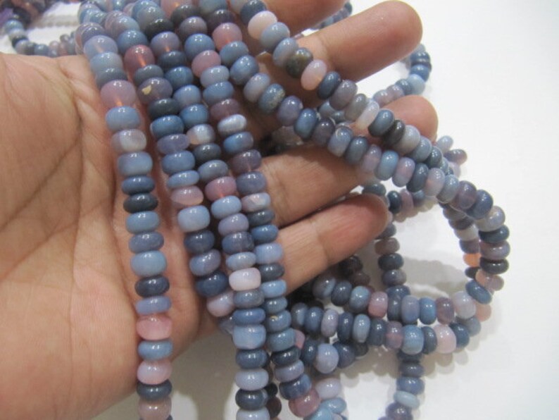 Natural Lavender Blue Opal Rondelle Plain Smooth 8-9mm beads Jewelry Making Gemstone Beads Strand 8 inch Long