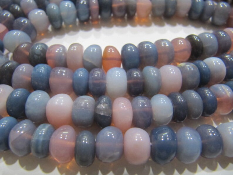 Natural Lavender Blue Opal Rondelle Plain Smooth 8-9mm beads Jewelry Making Gemstone Beads Strand 8 inch Long 