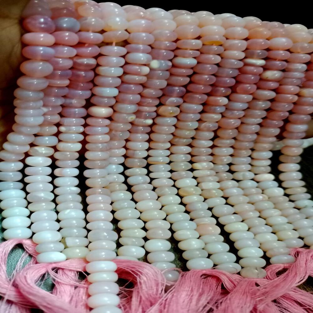 Natural Pink Opal Rondelle Plain Smooth 7to9mm Opal Beads Strand 8 Inches Long