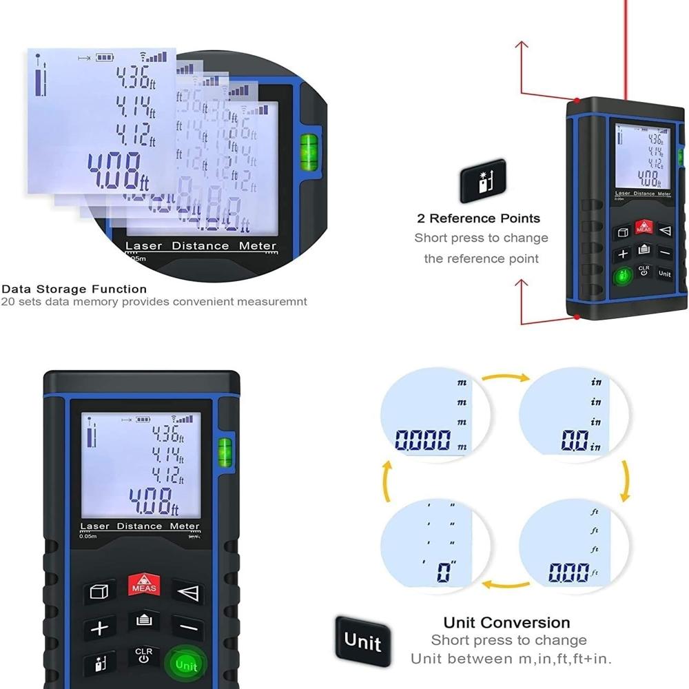 True Sense Laser Distance Meter Waterproof Level 80 Meter LDM-03