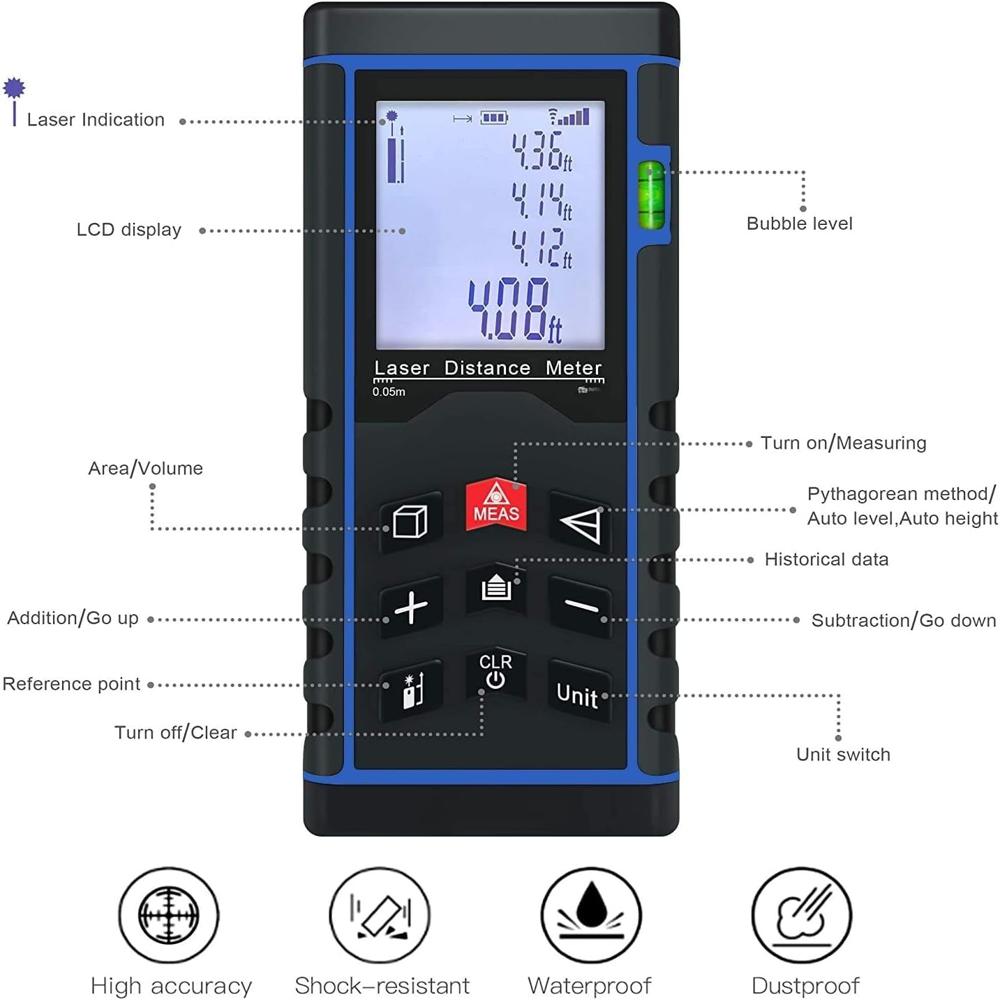 True Sense 100 Meter Laser Distance Meter, LDM-04