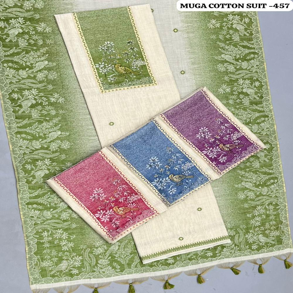 PREMIUM UNSTICHED MUGA COTTON SUIT