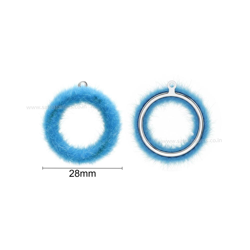 Fuzzy Fur Ring Pendant with Loop | Size : 28mm | Qty : 20pcs
