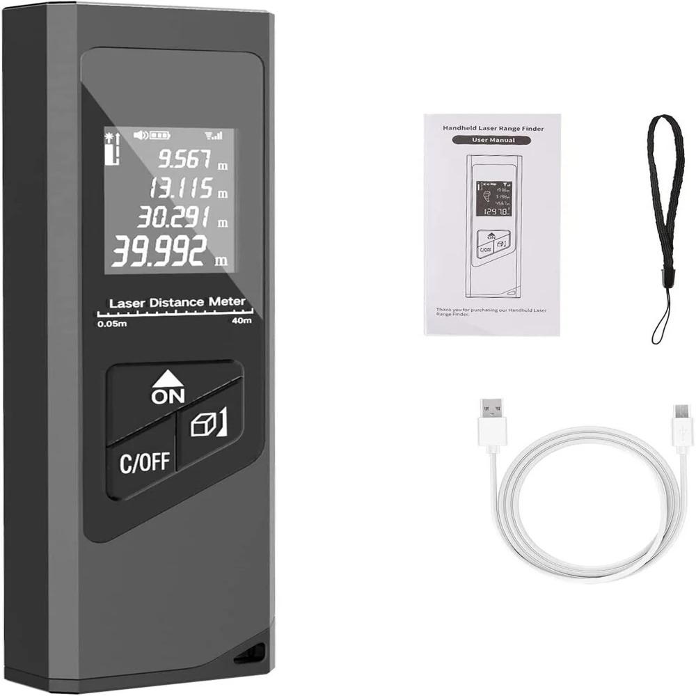 True Sense Digital 40M Laser Distance Meter Range Finder USB Charging, LDM-07