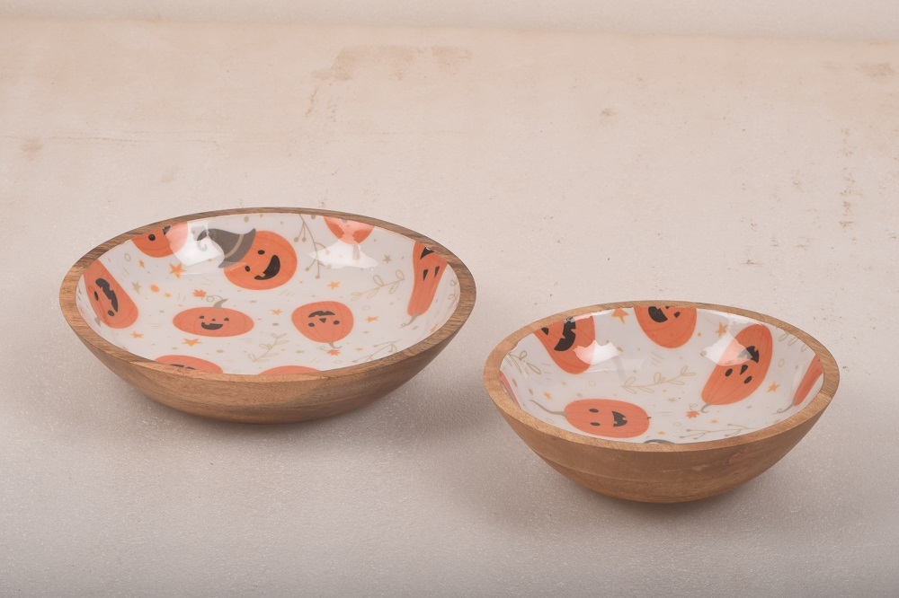 Decorative Wooden Fruit Bowl Pumpkin Enamel Print