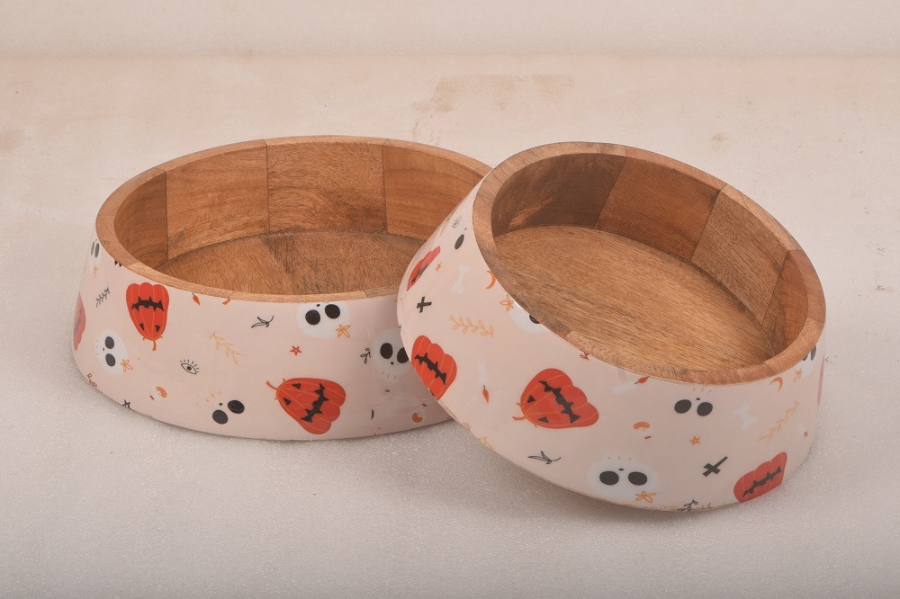 Decorative Wooden Fruit Bowl Pumpkin Enamel Print