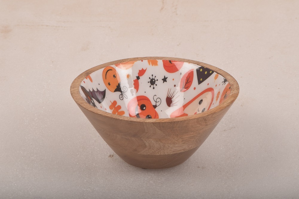 Decorative Wooden Fruit Bowl Pumpkin Enamel Print