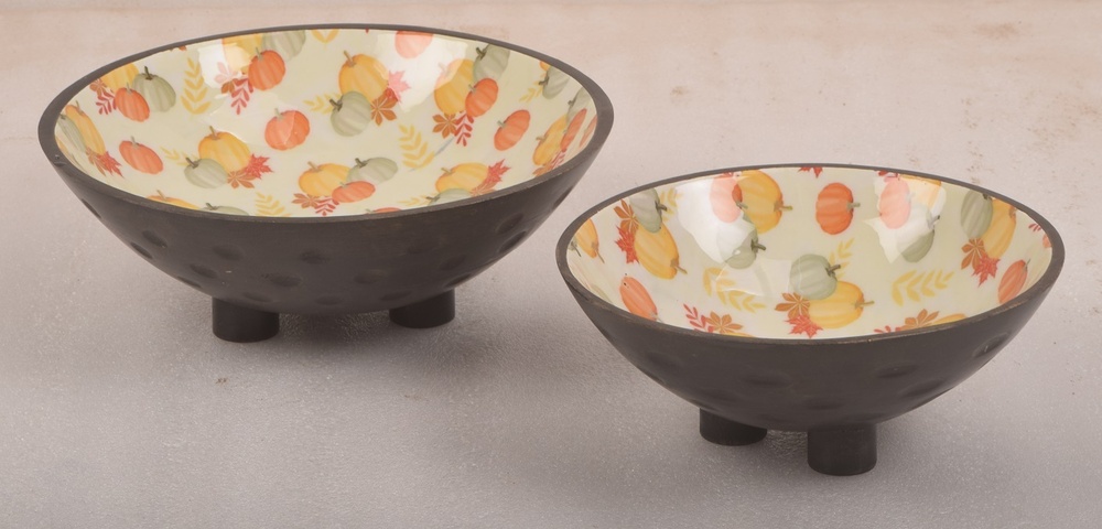 Decorative Wooden Fruit Bowl Pumpkin Enamel Print