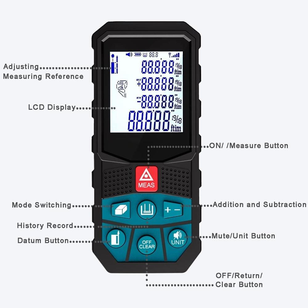 True Sense 50 Meters Portable Digital Laser Distance Meter Range Finder, LDM-09