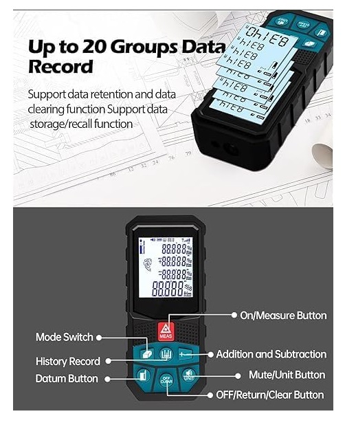 True Sense 50 Meters Portable Digital Laser Distance Meter Range Finder, LDM-09