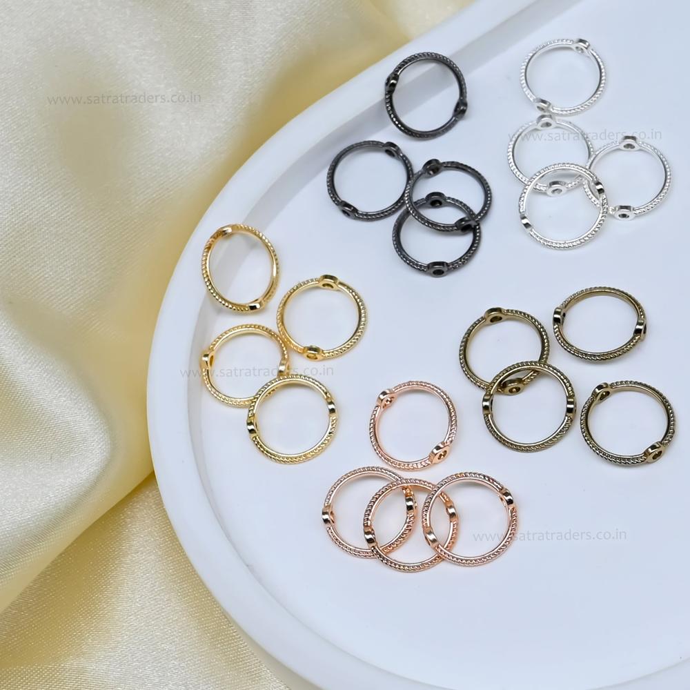 Textured Round Connector Rings for Jewelry Making | Qty : 100pcs | BF84
