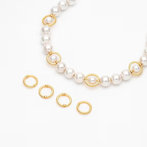 Textured Round Connector Rings for Jewelry Making | Qty : 100pcs | BF84