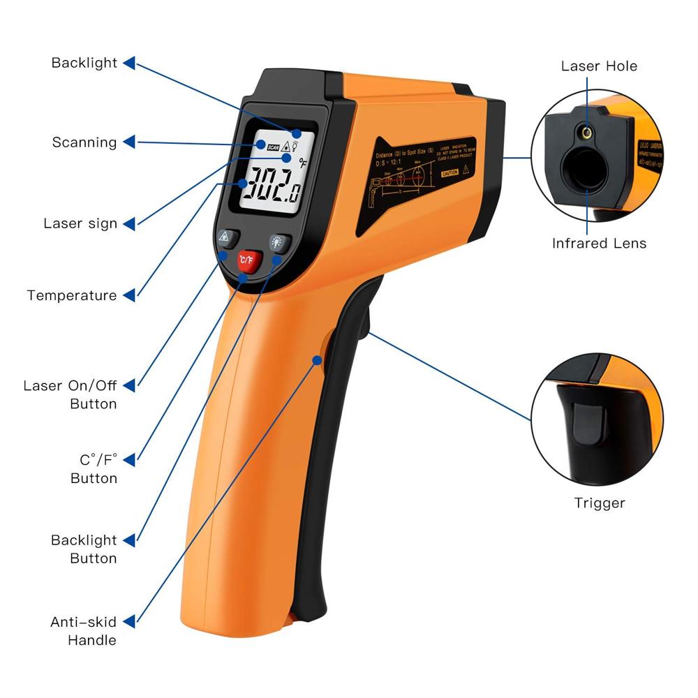 True Sense Non-Contact Laser Infrared Thermometer -50 Degree C to 400 Degree C, IR-400