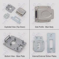 Drawer Lock Parts - Stainless Steel & Brass, 55x22x2 Mm, Silver/golden | Electroplated, 60-65 Hrc Hardness, Universal Fit, Iso 9001:2015 Certified
