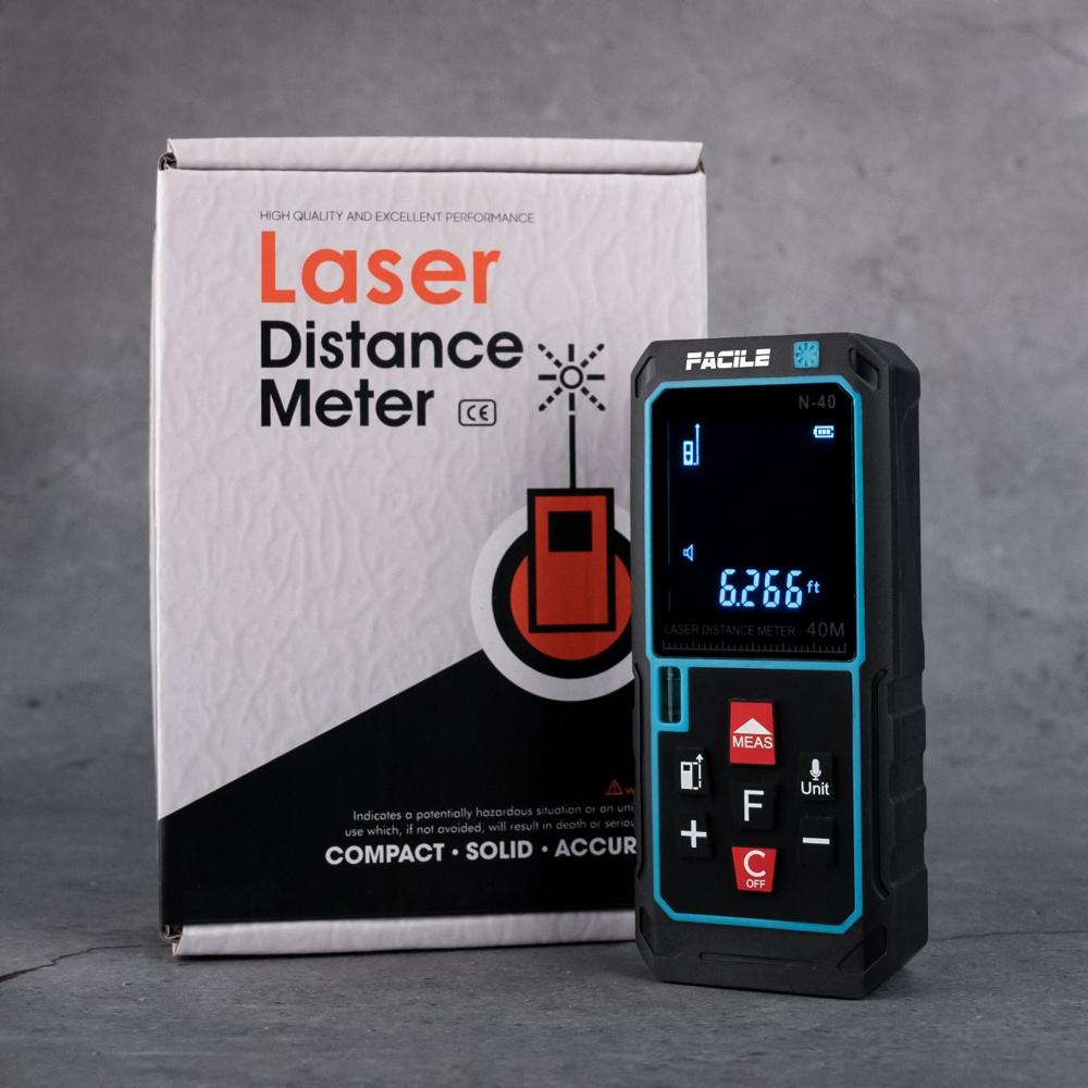 Facile N-40m - Plastic, Black Color | Accurate Distance Measurement Tool