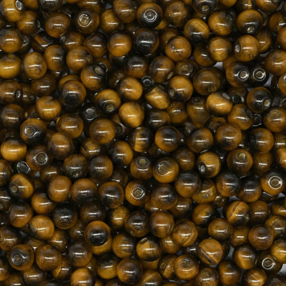 Natural Tiger Eye Round Beads | Gb21 - Beads Material: Plastic