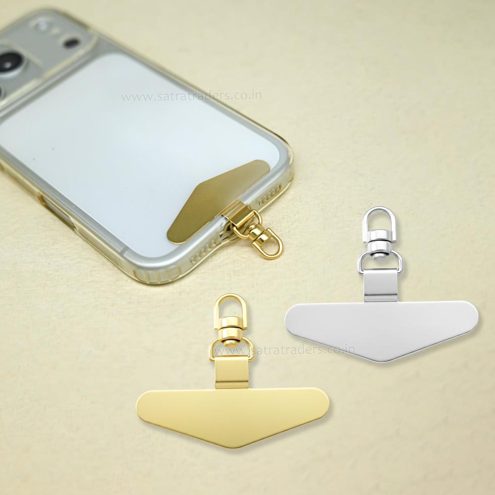 Metal Phone Case Charm Clip With Swivel Hook | Qty : 1pc | Size : H-38mm W-45mm | Bf140 - Color: Golden/silver