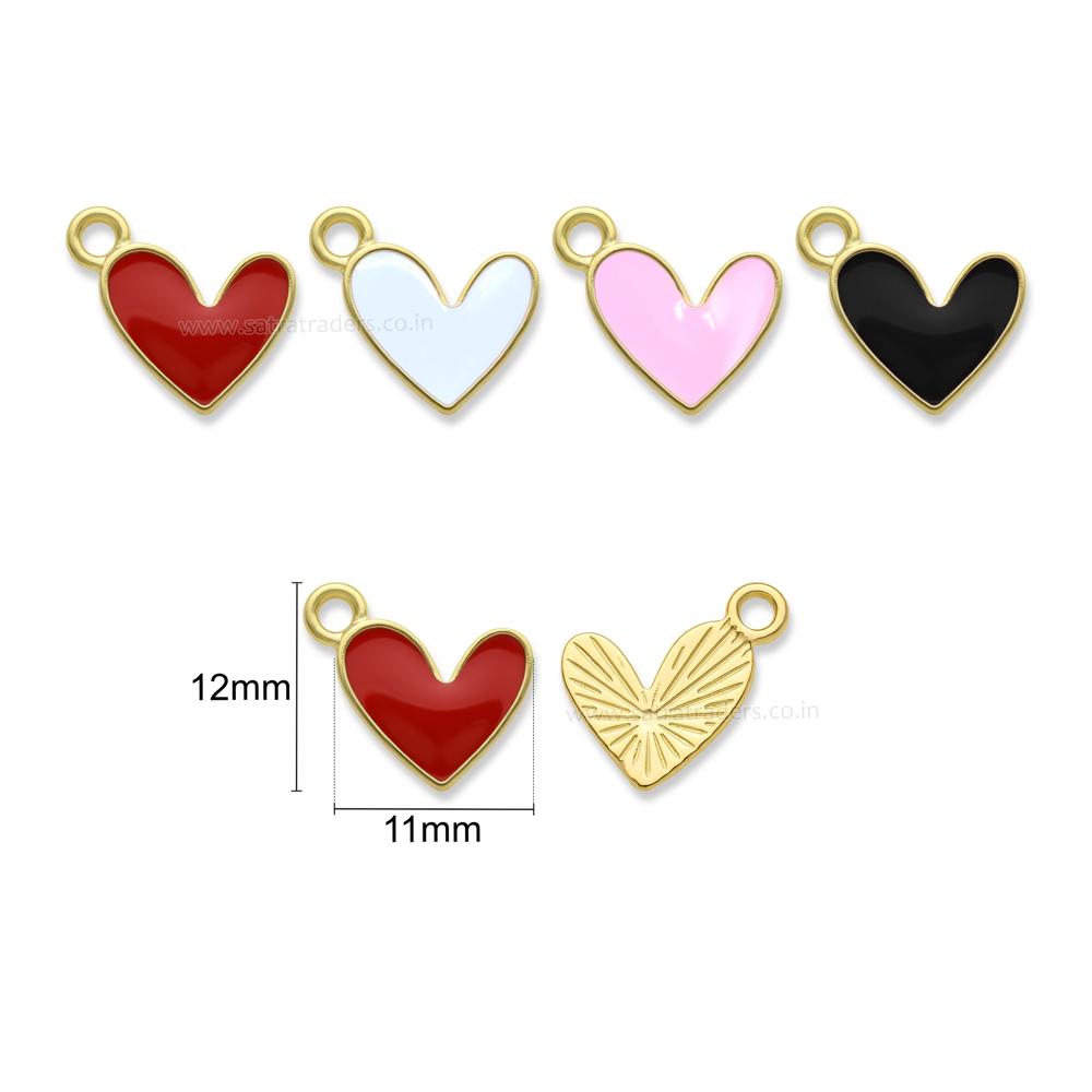 Mini Enamel Heart Charms | Size : 12mm | Qty : 10pcs | CHE35