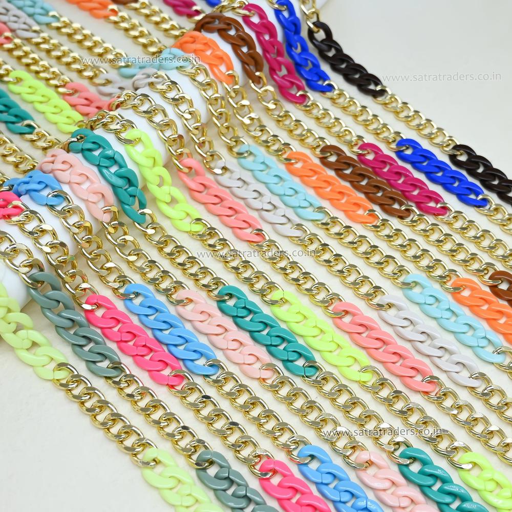 Acrylic & Aluminium Link Chain | Size : 16mm | Qty : 1mtr | AC05