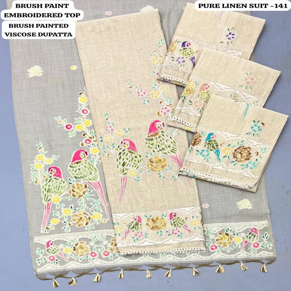 PREMIUM 3 PIECE PURE LINEN UNSTICHED SUITS