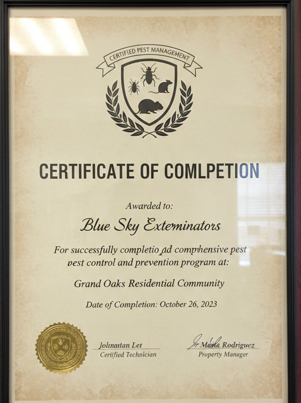 Pest Control Certificate