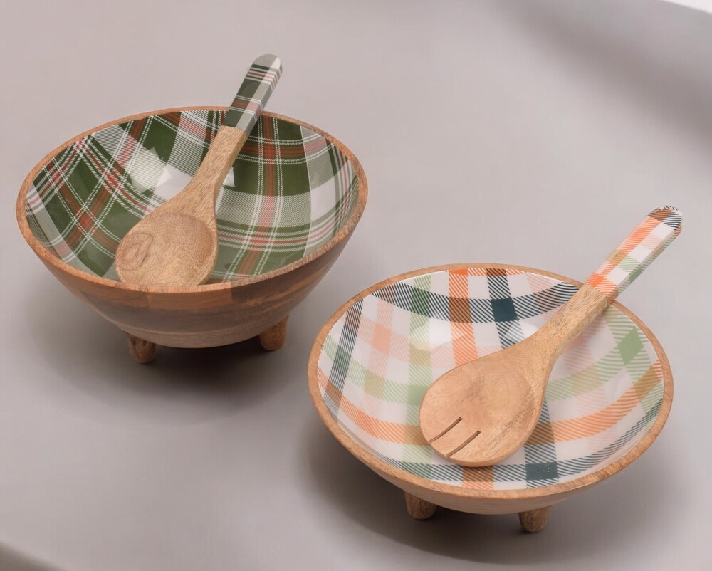 Wooden Bowl with Color Enamel Finish