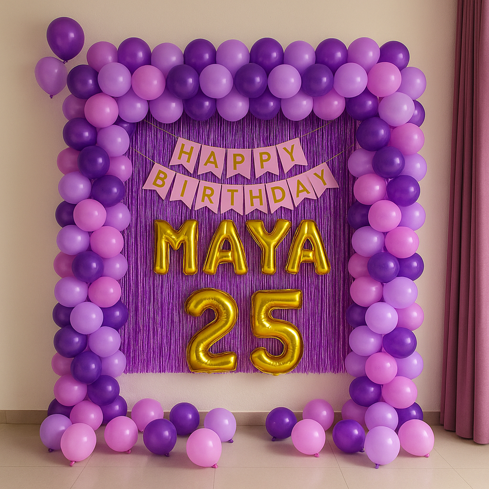 Premium Purple-Pink Balloon Decoration Setup home