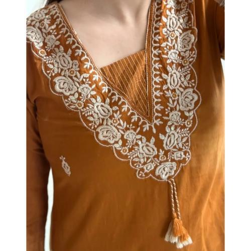 Mustard cotton Printed kurta, Afghani pant & Dupatta Set