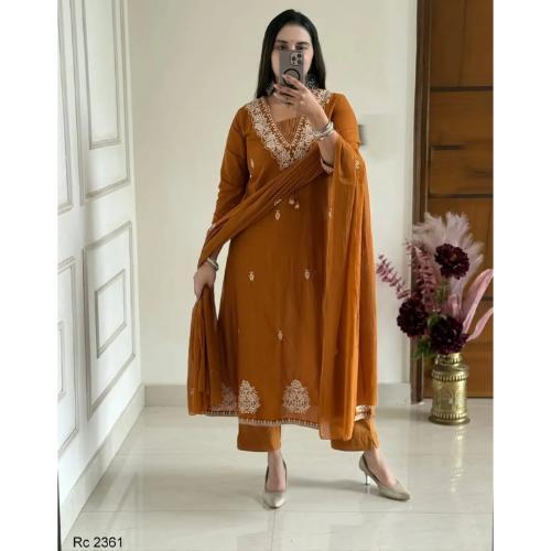 Mustard cotton Printed kurta, Afghani pant & Dupatta Set