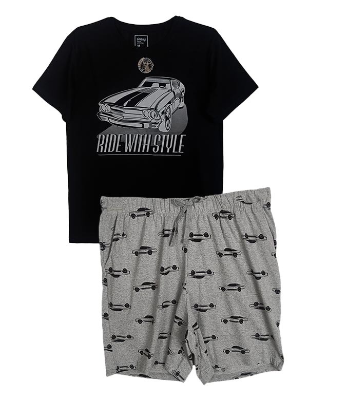 M11538 Sinsay Mens Printed Shorty Set