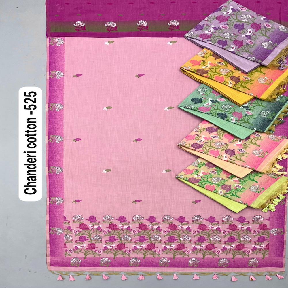 SUMMER SPECIAL CHANDERI COTTON WEAVING SAREES
