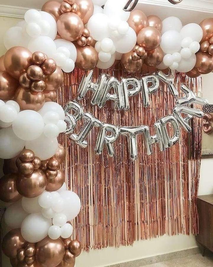 Elegant Rose Gold and White Birthday Balloon Decor Set