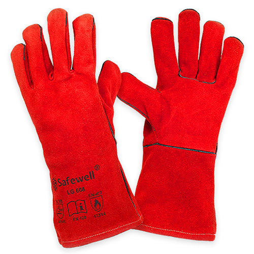 Red Leather Hand Gloves