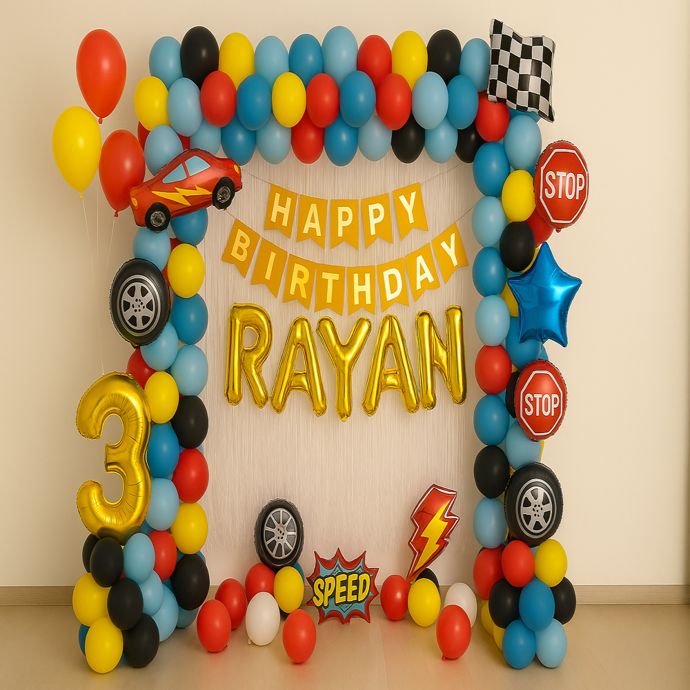 Cars Theme Birthday Balloon Decoration
