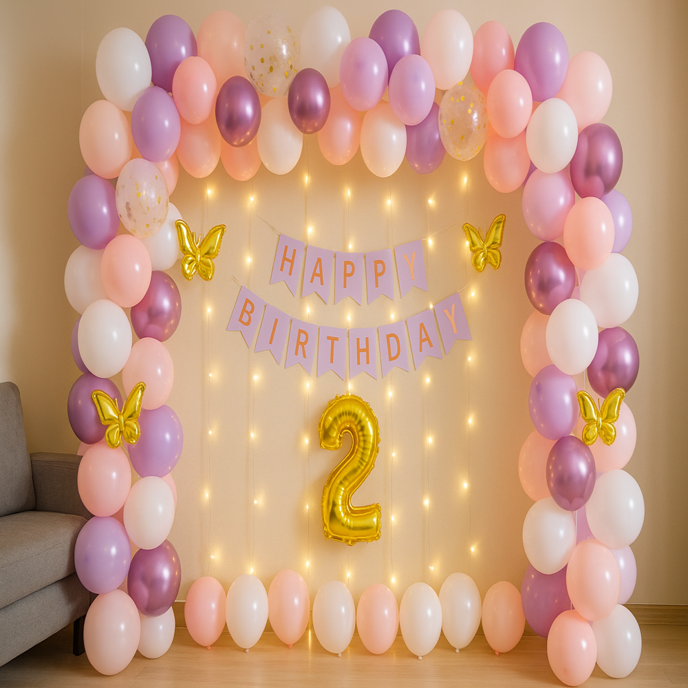 Butterfly-Themed Birthday Balloon  Decoration for Home