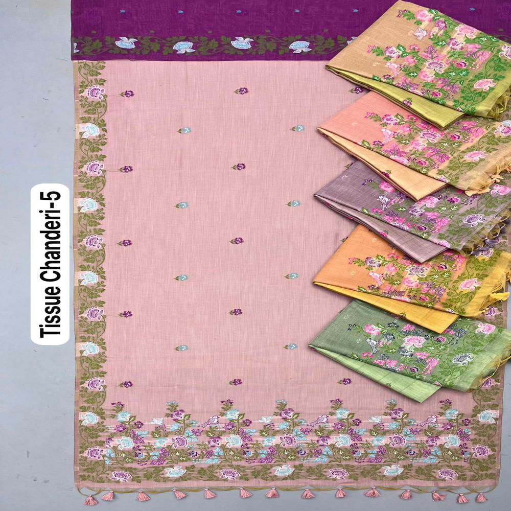 PREMIUM SOFT TISSUE CHANDERI WEAVING SAREE