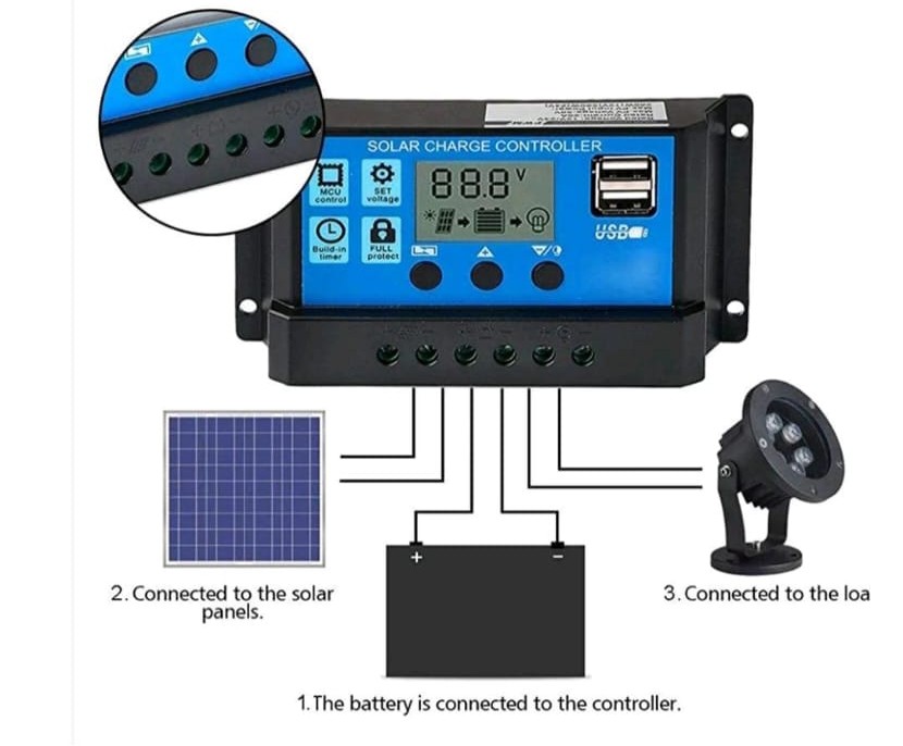 Solar Charge Controller 10a - Cable Length: Not Included