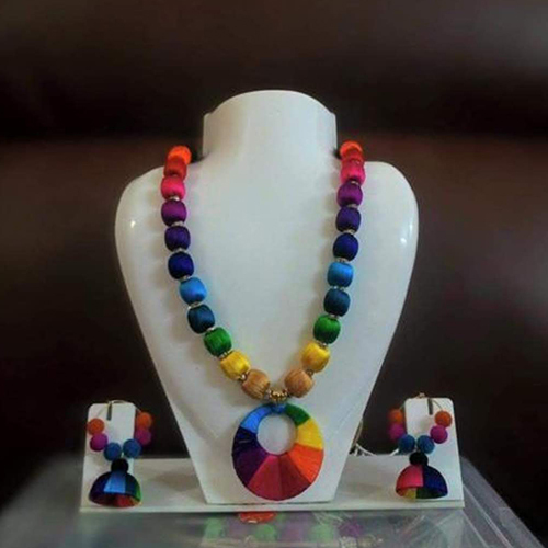 Multi Color Silk Thread Necklace Set