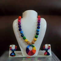 Multi Color Silk Thread Necklace Set - Gender: Women