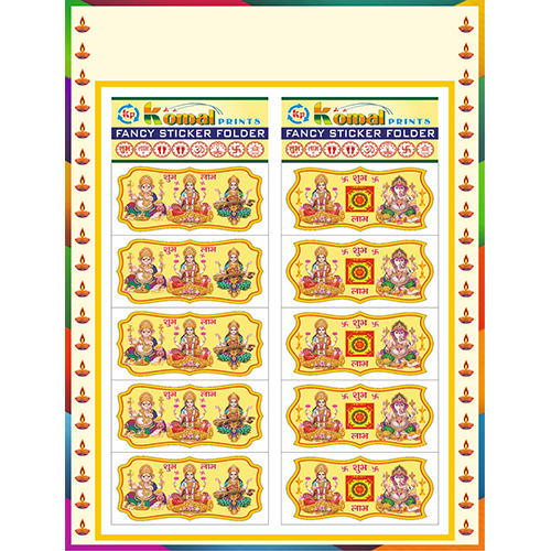 Lance Cut Mix God Photo Folder Diwali Stickers - Color: Multicolor
