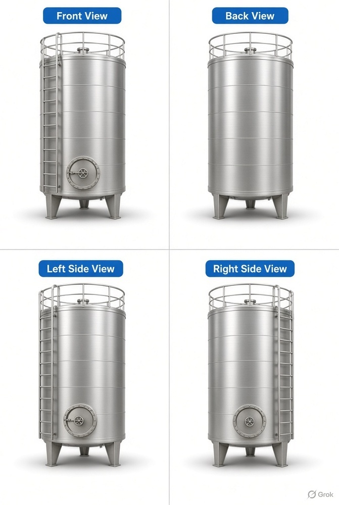 Milk Storage Tank - Stainless Steel SS304/SS316, 1000L-50000L Capacity, Mirror Polish, CIP Compatible, Floor Mounted