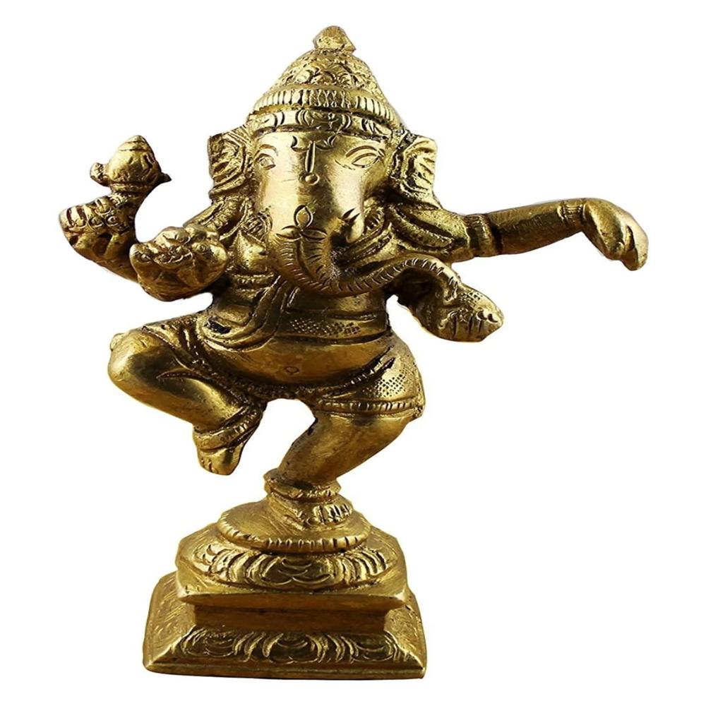 Brass Ganesha on Kamal Base