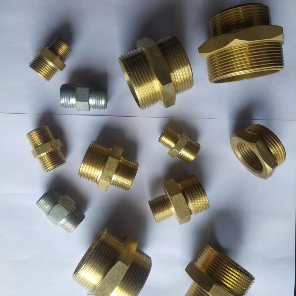 Brass Hex Nipple - Color: Golden