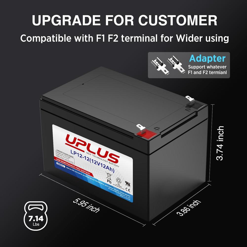 Us 12v 12ah Uplus Battery - Color: Black